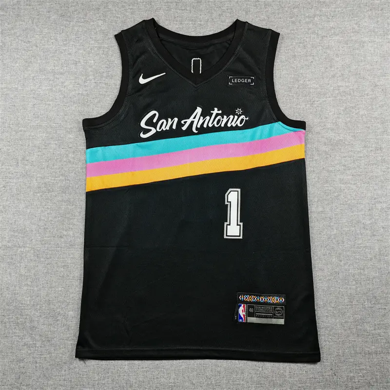 Camiseta Victor Wembanyama #1 San Antonio Spurs 2026 Negro City Edition