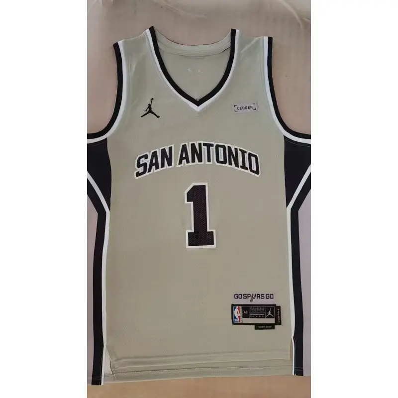 Camiseta Victor Wembanyama #1 San Antonio Spurs Gris City Edition