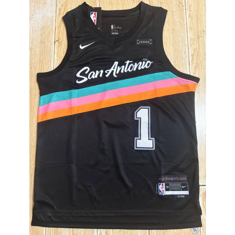 Camiseta Victor Wembanyama #1 San Antonio Spurs Negro City Edition
