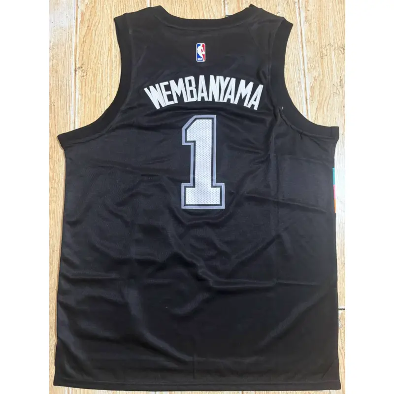 Camiseta Victor Wembanyama #1 San Antonio Spurs Negro City Edition