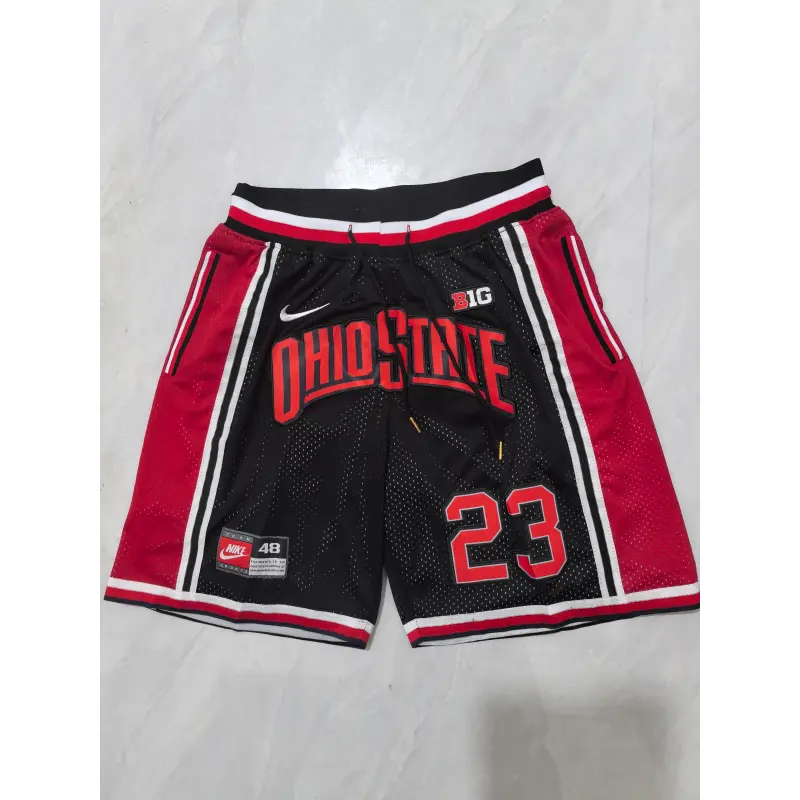 Pantalón Corto Lebron James #23 Ohio State Buckeyes Negro/Rojo Retro