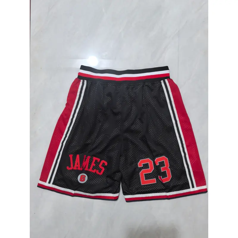 Pantalón Corto Lebron James #23 Ohio State Buckeyes Negro/Rojo Retro