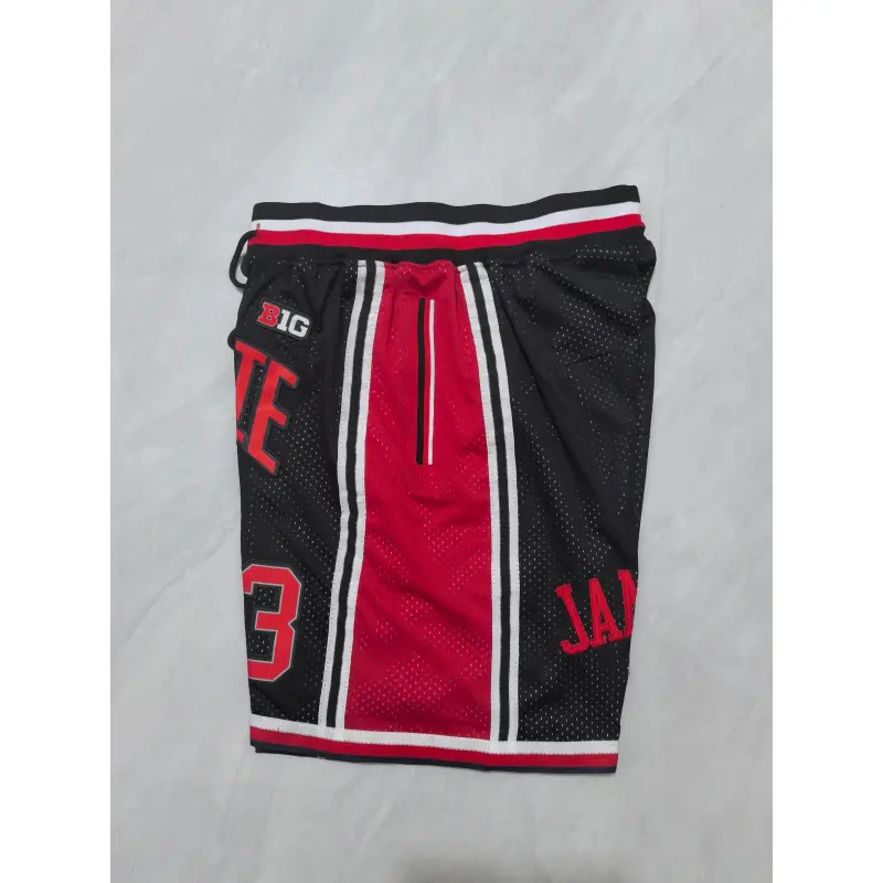 Pantalón Corto Lebron James #23 Ohio State Buckeyes Negro/Rojo Retro