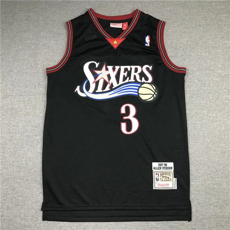 Camiseta Allen Iverson #3 Philadelphia 76ers 1997/98 Negro Icon Clásico