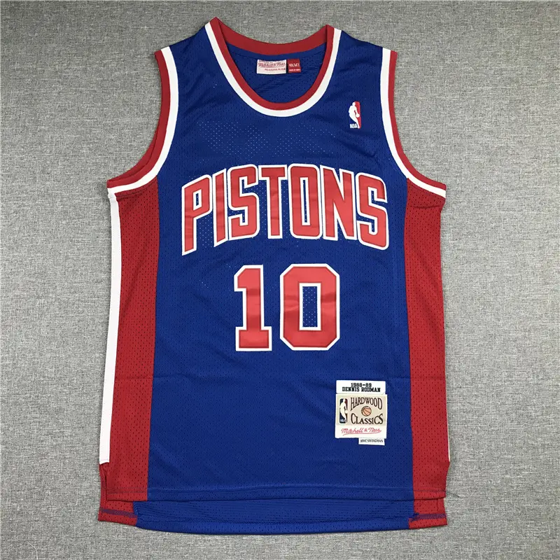 Camiseta Dennis Rodman #10 Detroit Pistons 1988/89 Azul Icon Clásico