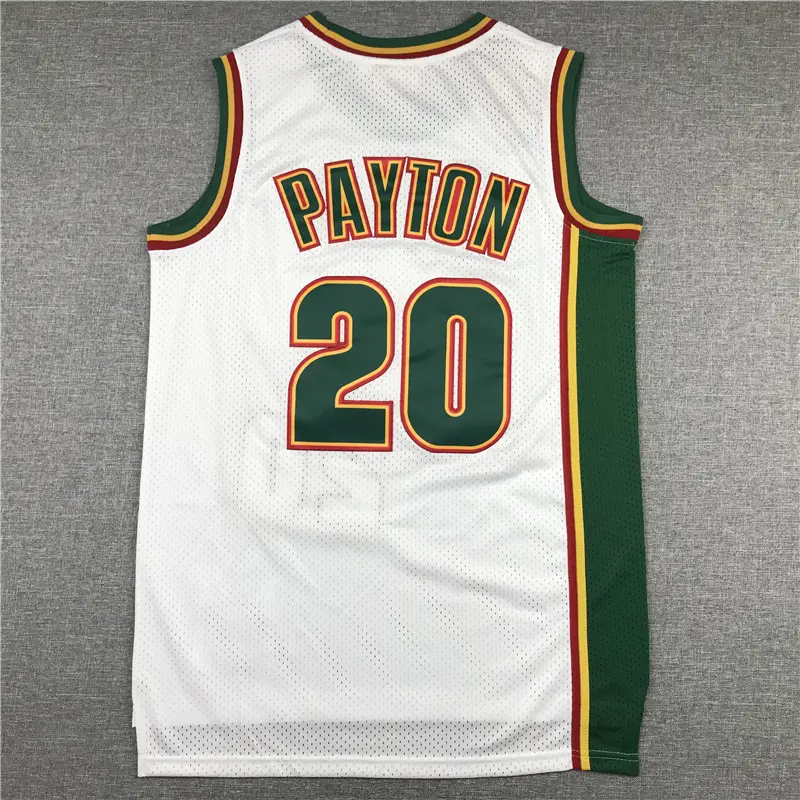 Camiseta Gary Payton #20 Seattle Super Sonics 1995/96 Blanco/Verde