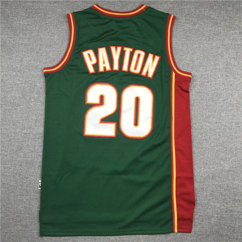 Camiseta Gary Payton #20 Seattle Super Sonics 1995/96 Verde/Rojo