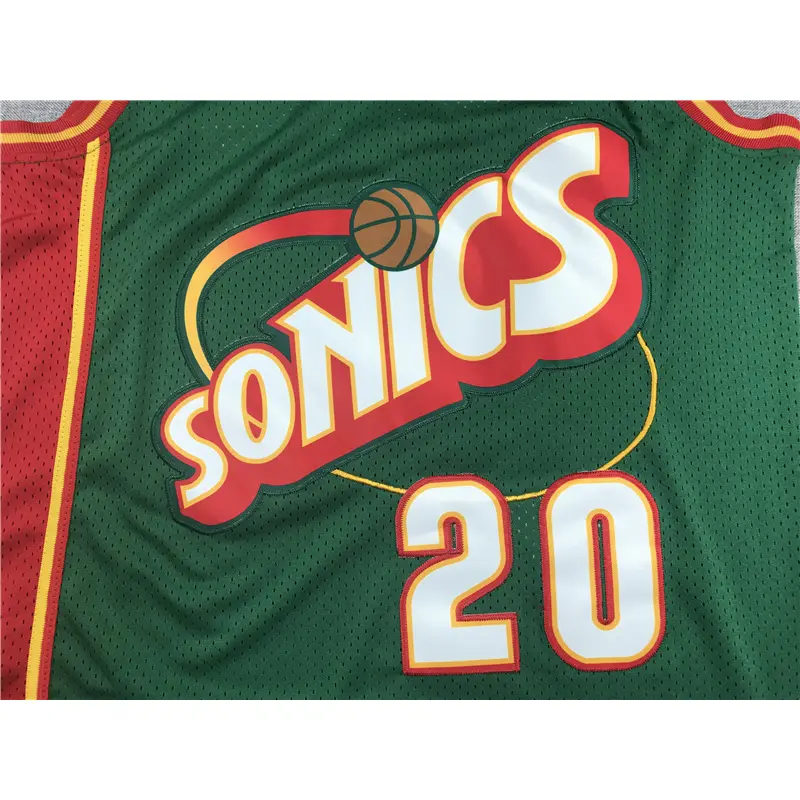 Camiseta Gary Payton #20 Seattle Super Sonics 1995/96 Verde/Rojo