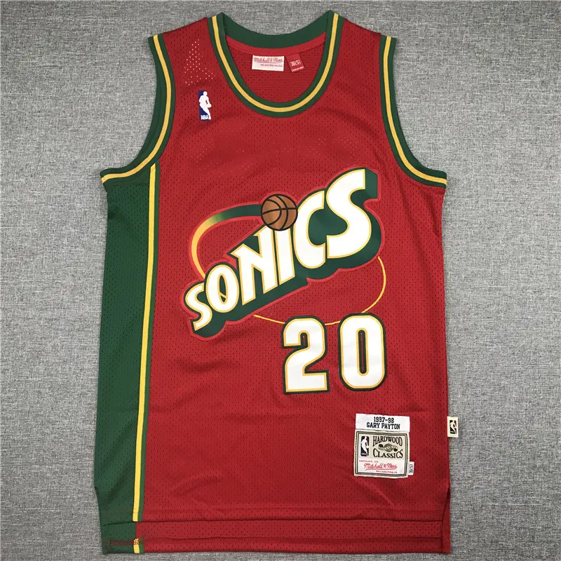 Camiseta Gary Payton #20 Seattle Super Sonics 1997/98 Rojo/Verde