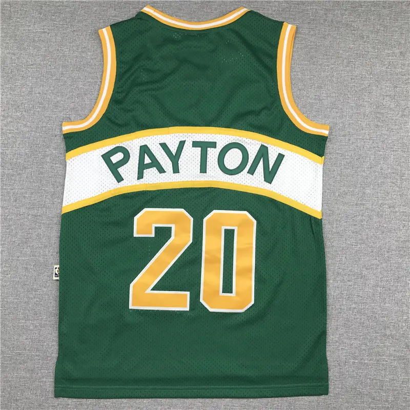Camiseta Gary Payton #20 Seattle Super Sonics Verde/Blanco Retro