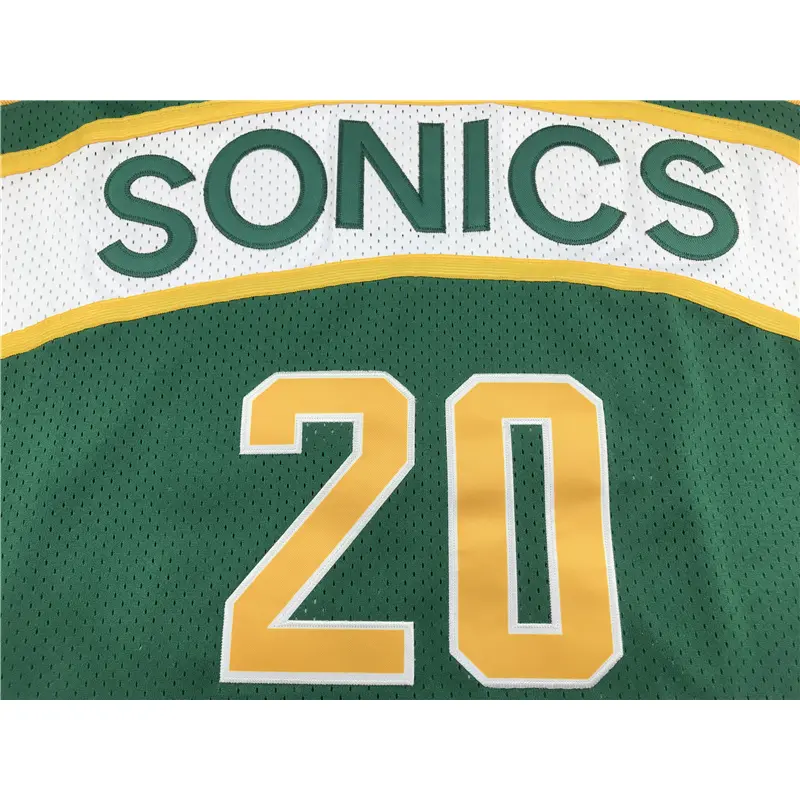 Camiseta Gary Payton #20 Seattle Super Sonics Verde/Blanco Retro