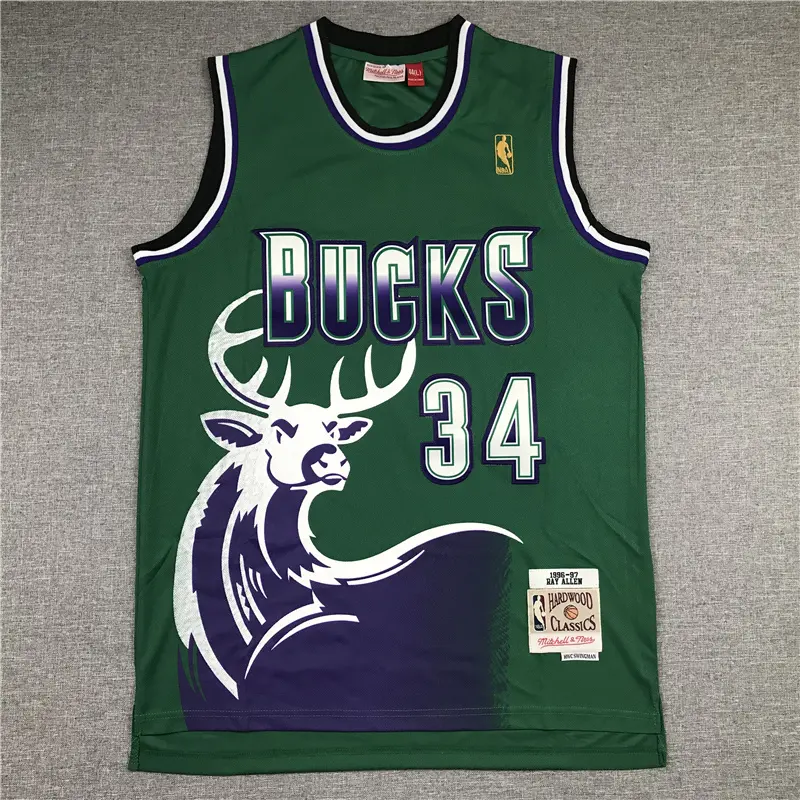 Camiseta Grayson Allen #34 Milwaukee Bucks 1996/97 Verde Icon Oro
