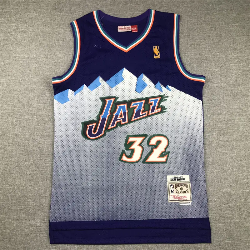 Camiseta Karl Malone #32 Utah Jazz 1996/97 Morado Icon Clásico