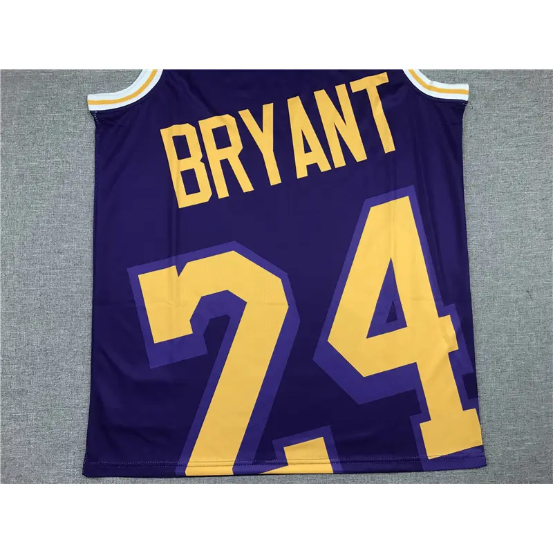 Camiseta Kobe Bryant #24 Los Angeles Lakers Morado Estampado Mitchell & Ness