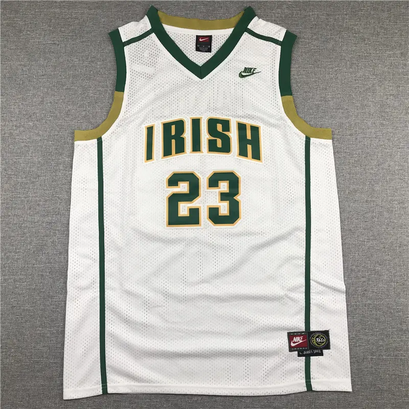 Camiseta LeBron James #23 Irish De Secundaria Blanco