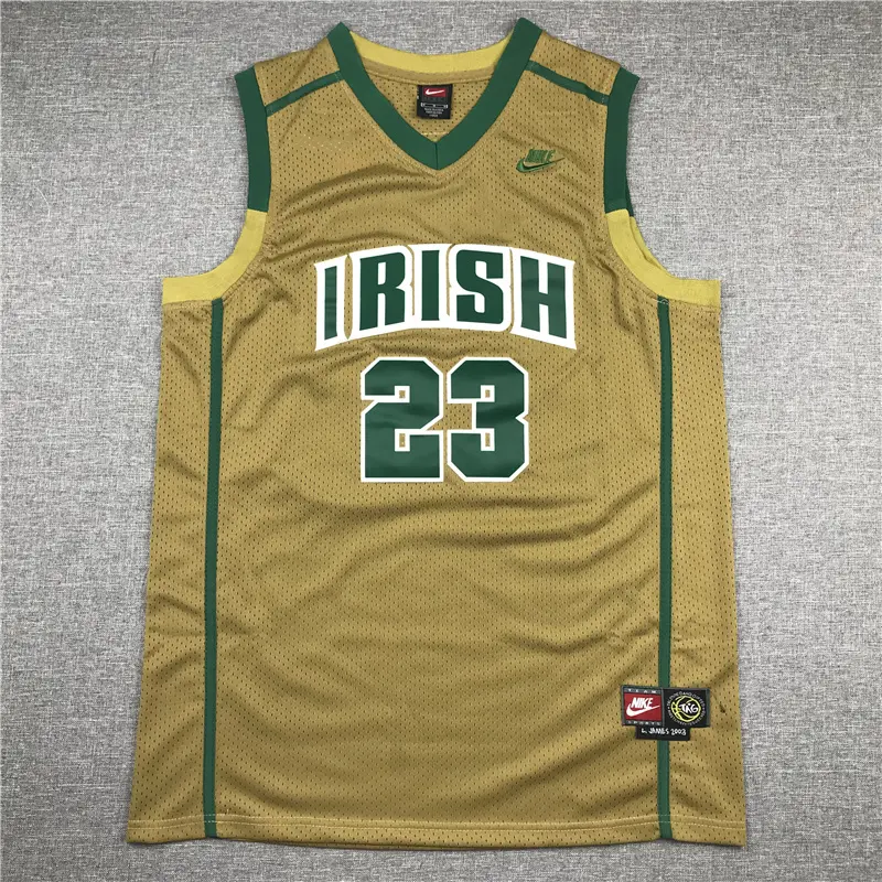 Camiseta LeBron James #23 Irish De Secundaria Amarillo