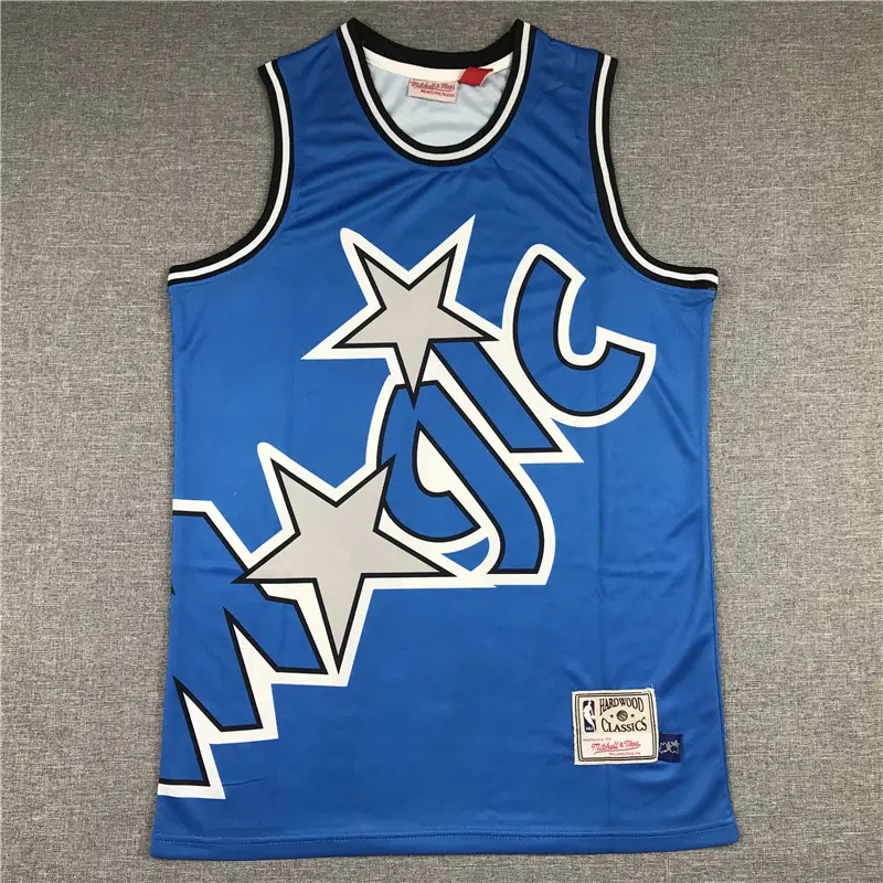 Camiseta Shaquille O’Neal #32 Orlando Magic Azul Estampado Mitchell & Ness