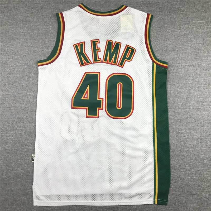 Camiseta Shawn Kemp #40 Seattle Super Sonics 1995/96 Blanco/Verde