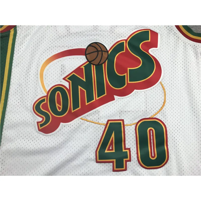 Camiseta Shawn Kemp #40 Seattle Super Sonics 1995/96 Blanco/Verde