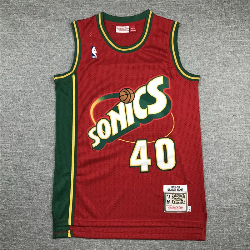 Camiseta Shawn Kemp #40 Seattle Super Sonics 1995/96 Rojo/Verde