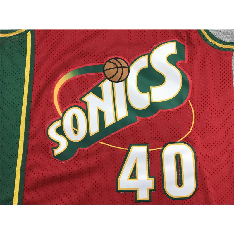 Camiseta Shawn Kemp #40 Seattle Super Sonics 1995/96 Rojo/Verde