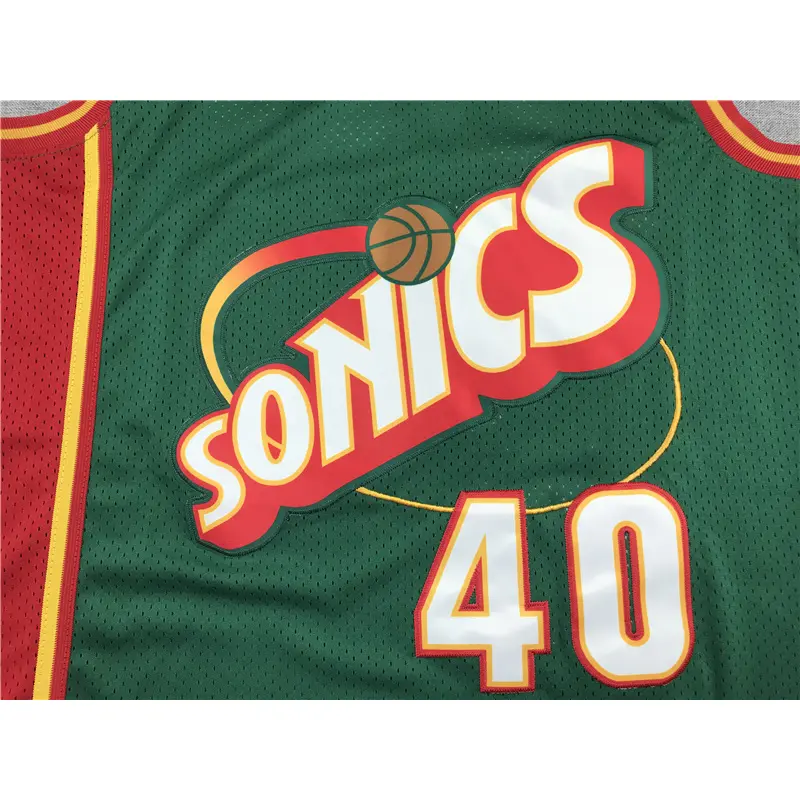 Camiseta Shawn Kemp #40 Seattle Super Sonics 1995/96 Verde/Rojo