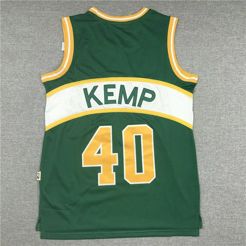 Camiseta Shawn Kemp #40 Seattle Super Sonics Verde/Blanco Retro