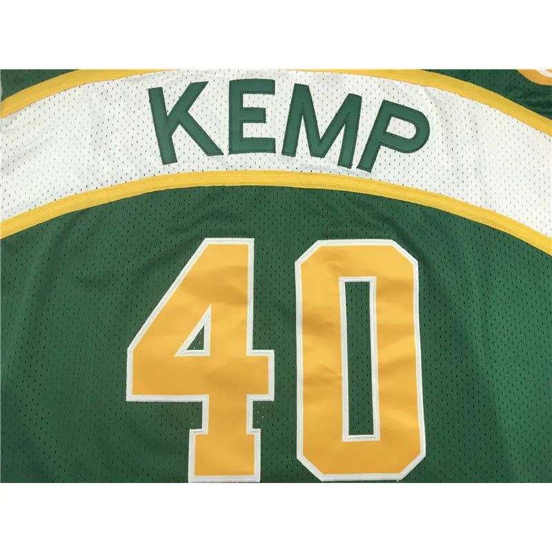 Camiseta Shawn Kemp #40 Seattle Super Sonics Verde/Blanco Retro