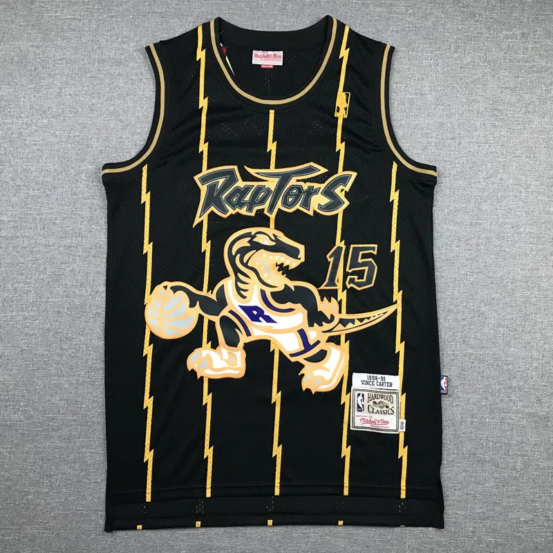 Camiseta Vince Carter #15 Toronto Raptors 1998/99 Negro/Oro