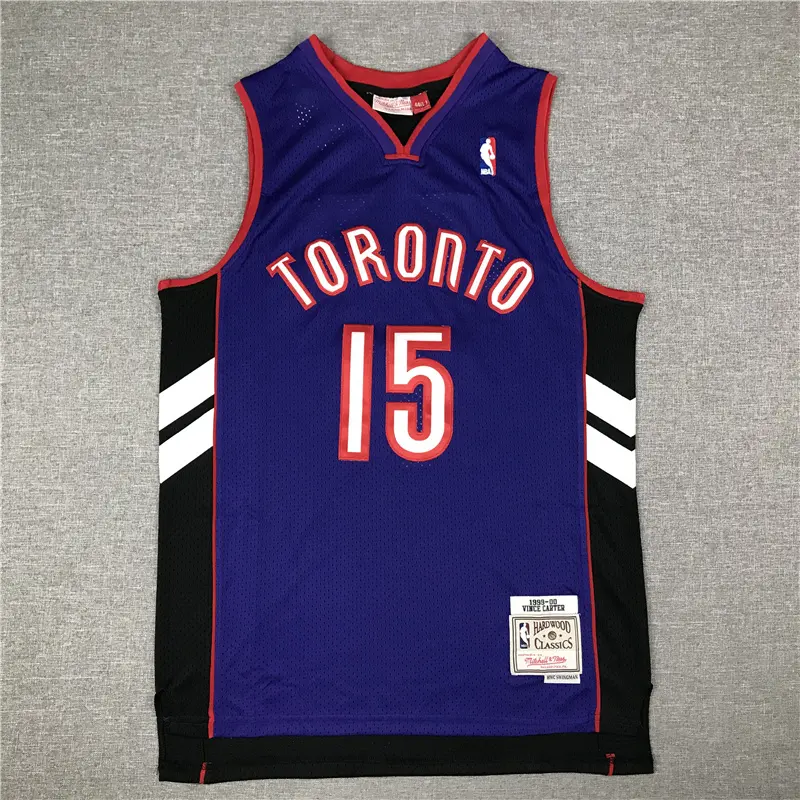 Camiseta Vince Carter #15 Toronto Raptors 1999/00 Morado/Negro Retro
