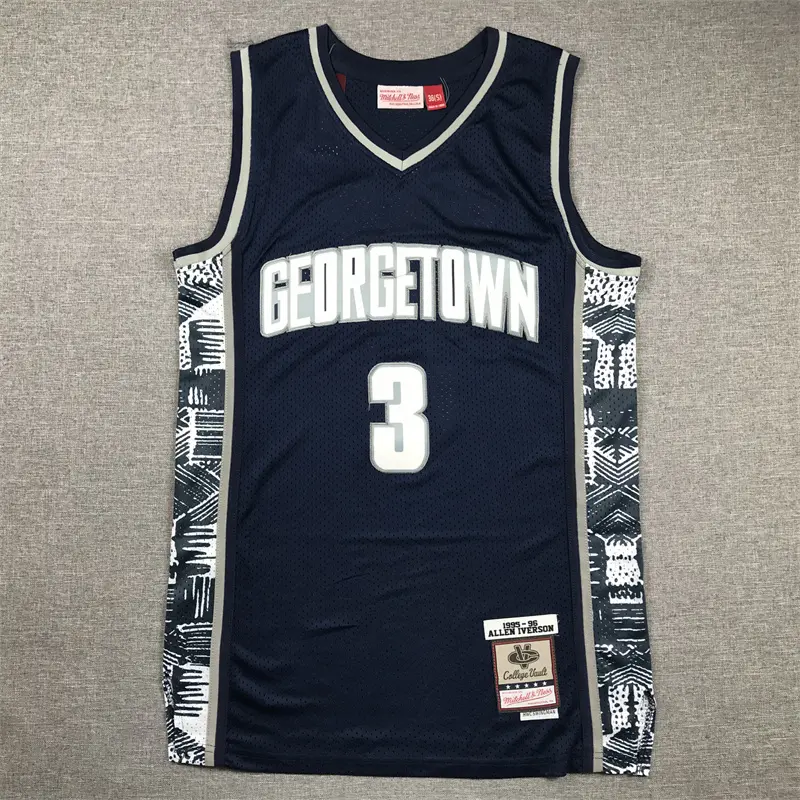 Camiseta Allen Iverson #3 Georgetown Azul Oscuro