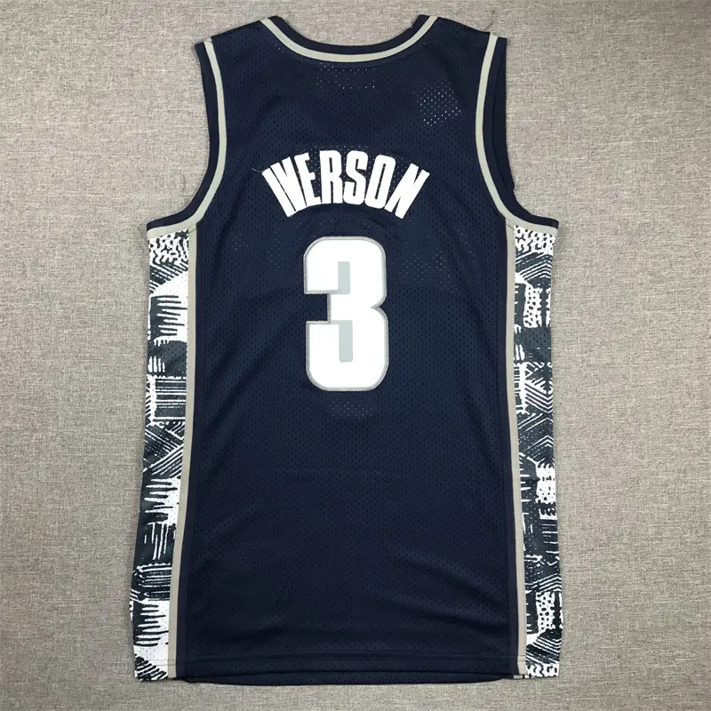 Camiseta Allen Iverson #3 Georgetown Azul Oscuro