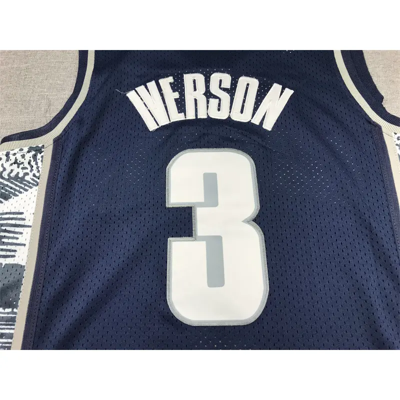 Camiseta Allen Iverson #3 Georgetown Azul Oscuro