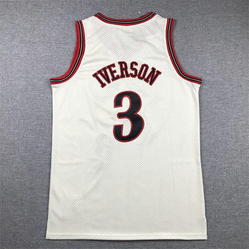 Camiseta Allen Iverson #3 Philadelphia 76ers Blanco Crema