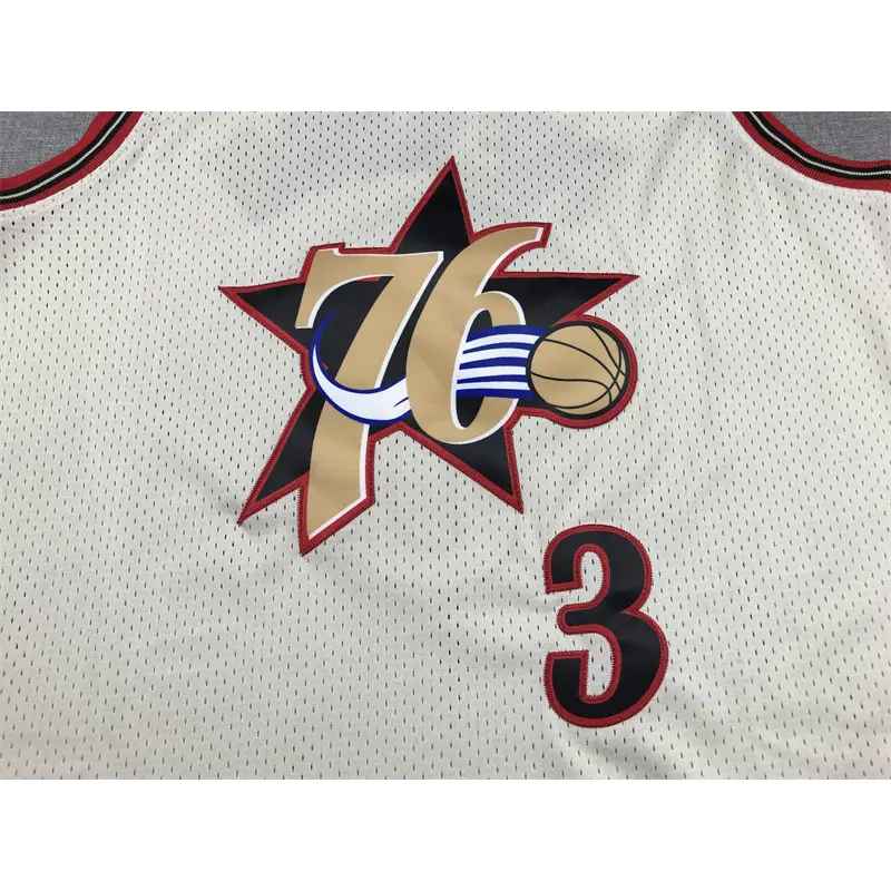 Camiseta Allen Iverson #3 Philadelphia 76ers Blanco Crema