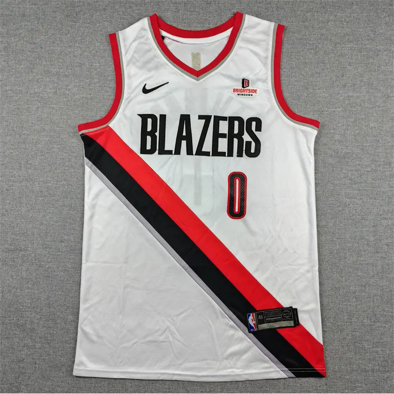 Camiseta Damian Lillard #0 Portland Trail Blazers Blanco Icon Nuevo Anuncio