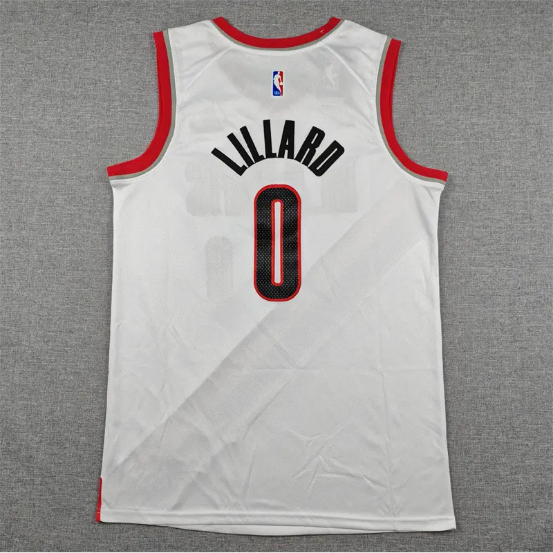 Camiseta Damian Lillard #0 Portland Trail Blazers Blanco Icon Nuevo Anuncio