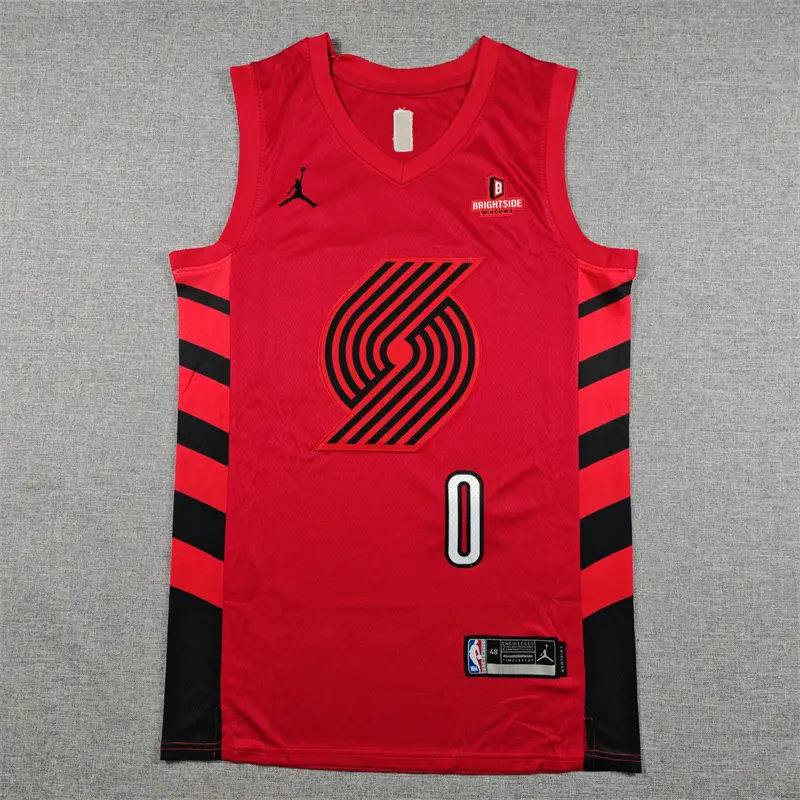 Camiseta Damian Lillard #0 Portland Trail Blazers Rojo Statement Edition