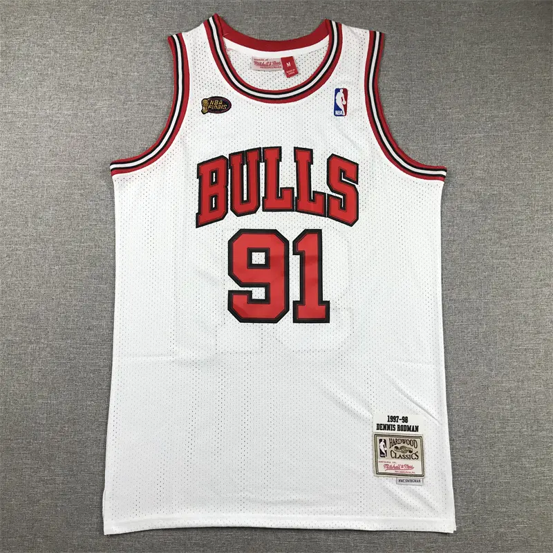 Camiseta Dennis Rodman #91 Chicago Bulls 1997/98 Blanco Edición Final