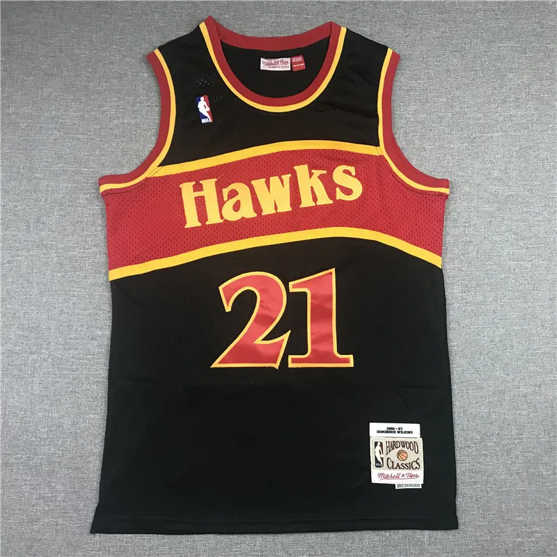 Camiseta Dominique Wilkins #21 Atlanta Hawks 1996/97 Negro Retro