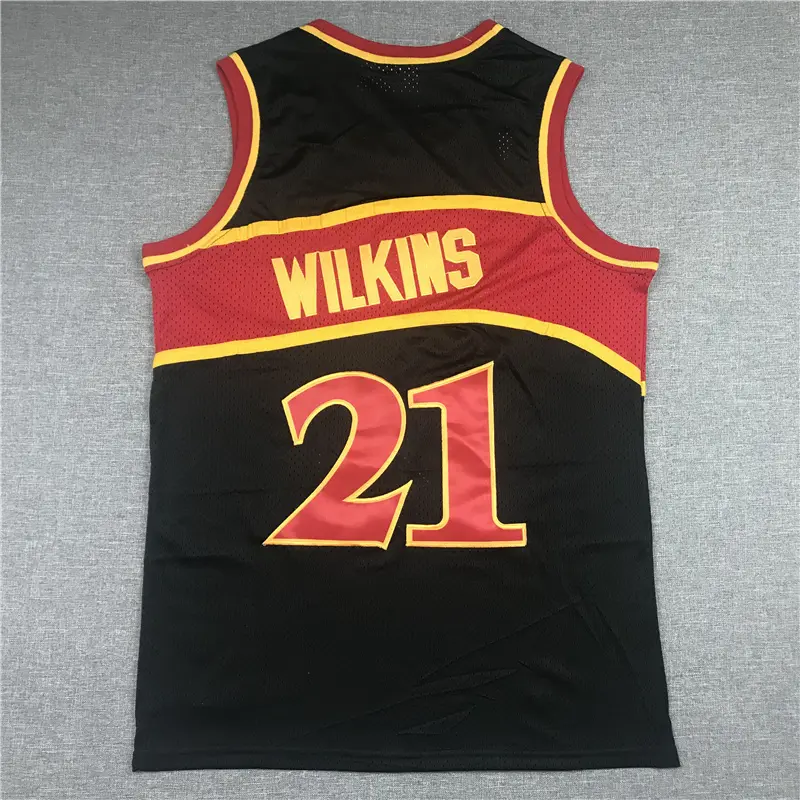 Camiseta Dominique Wilkins #21 Atlanta Hawks 1996/97 Negro Retro