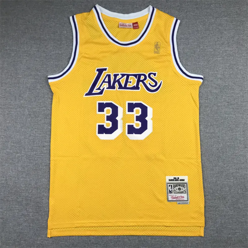 Camiseta Kareem Abdul-Jabbar #33 Los Angeles Lakers 1984/85 Amarillo Icon Oro