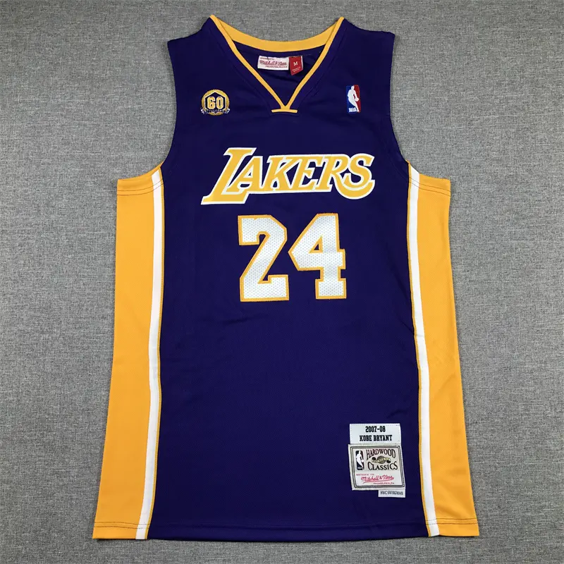 Camiseta Kobe Bryant #24 Los Angeles Lakers 2007/08 Morado Edición 60 Aniversario