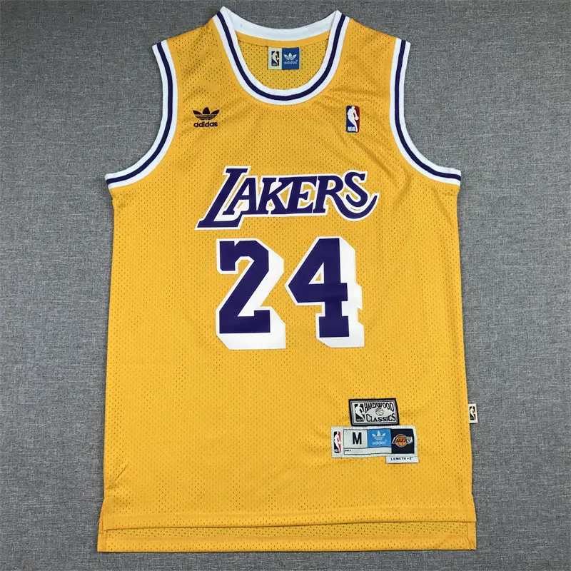 Camiseta Kobe Bryant #24 Los Angeles Lakers Amarillo Retro Trébol Logo