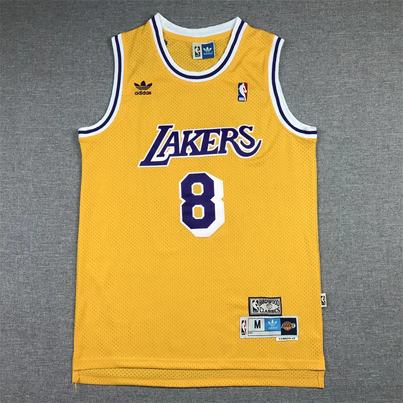 Camiseta Kobe Bryant #8 Los Angeles Lakers Amarillo Retro Trébol Logo
