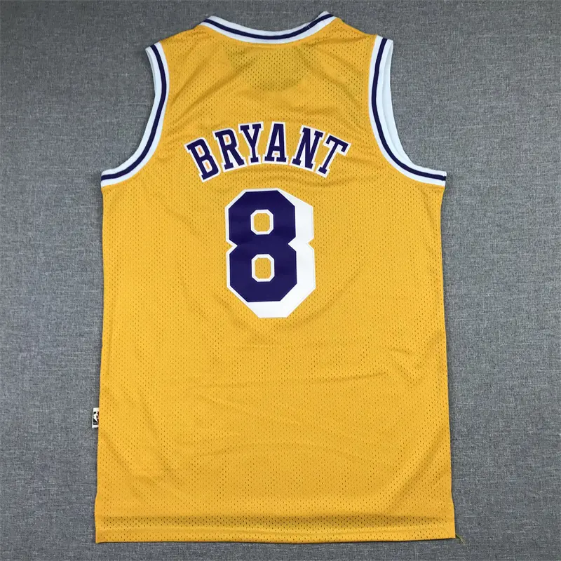 Camiseta Kobe Bryant #8 Los Angeles Lakers Amarillo Retro Trébol Logo