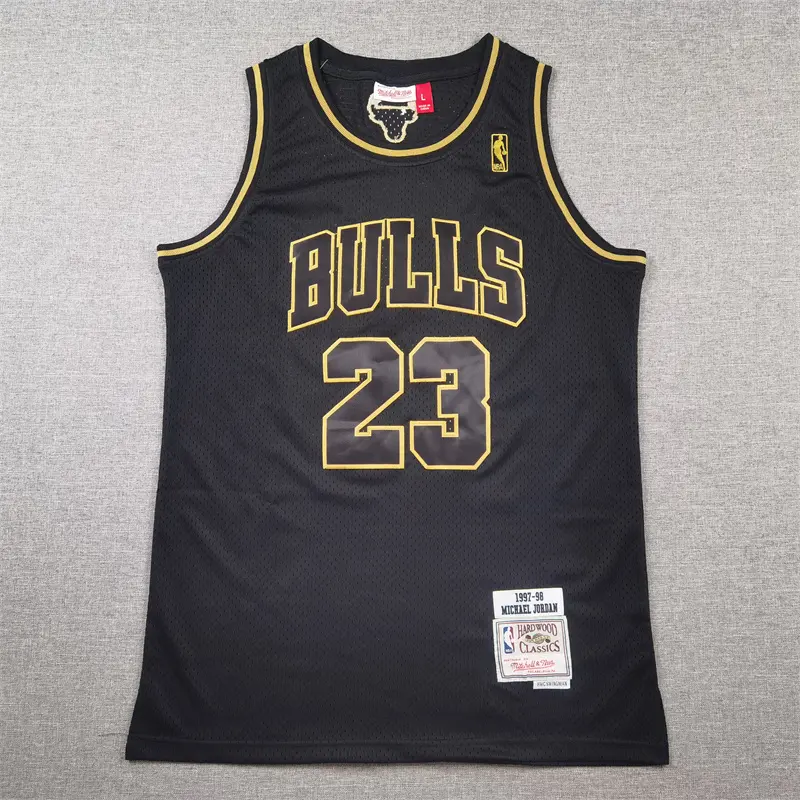 Camiseta Michael Jordan #23 Chicago Bulls 1997/98 Negro Retro Icon Oro