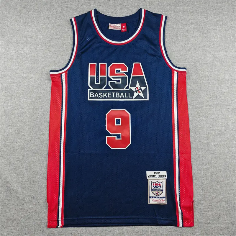 Camiseta Michael Jordan #9 USA 1992 Azul Oscuro Retro