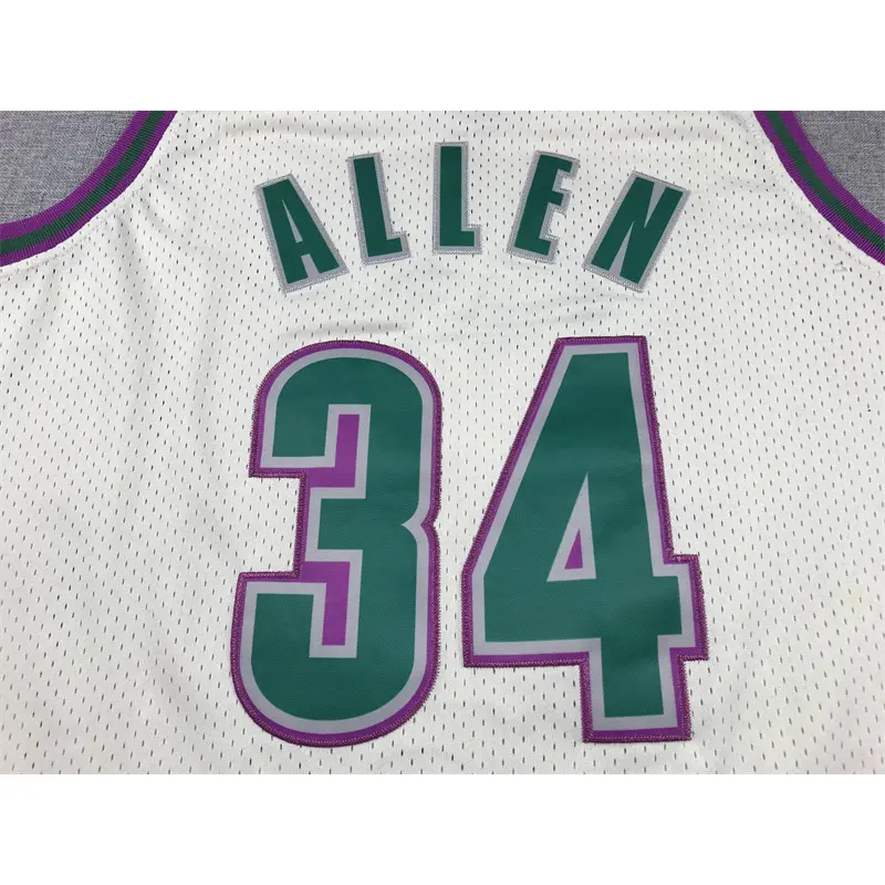 Camiseta Ray Allen #34 Milwaukee Bucks Blanco Crema