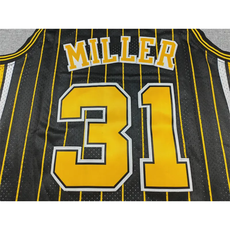 Camiseta Reggie Miller #31 Indiana Pacers Negro Con Rayas Retro